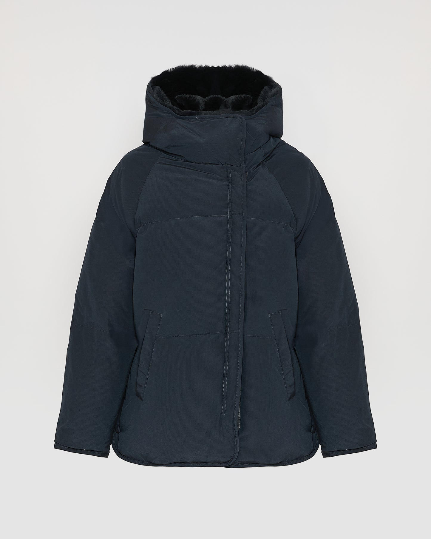 Short down jacket with rex rabbit fur trim -Yves Salomon