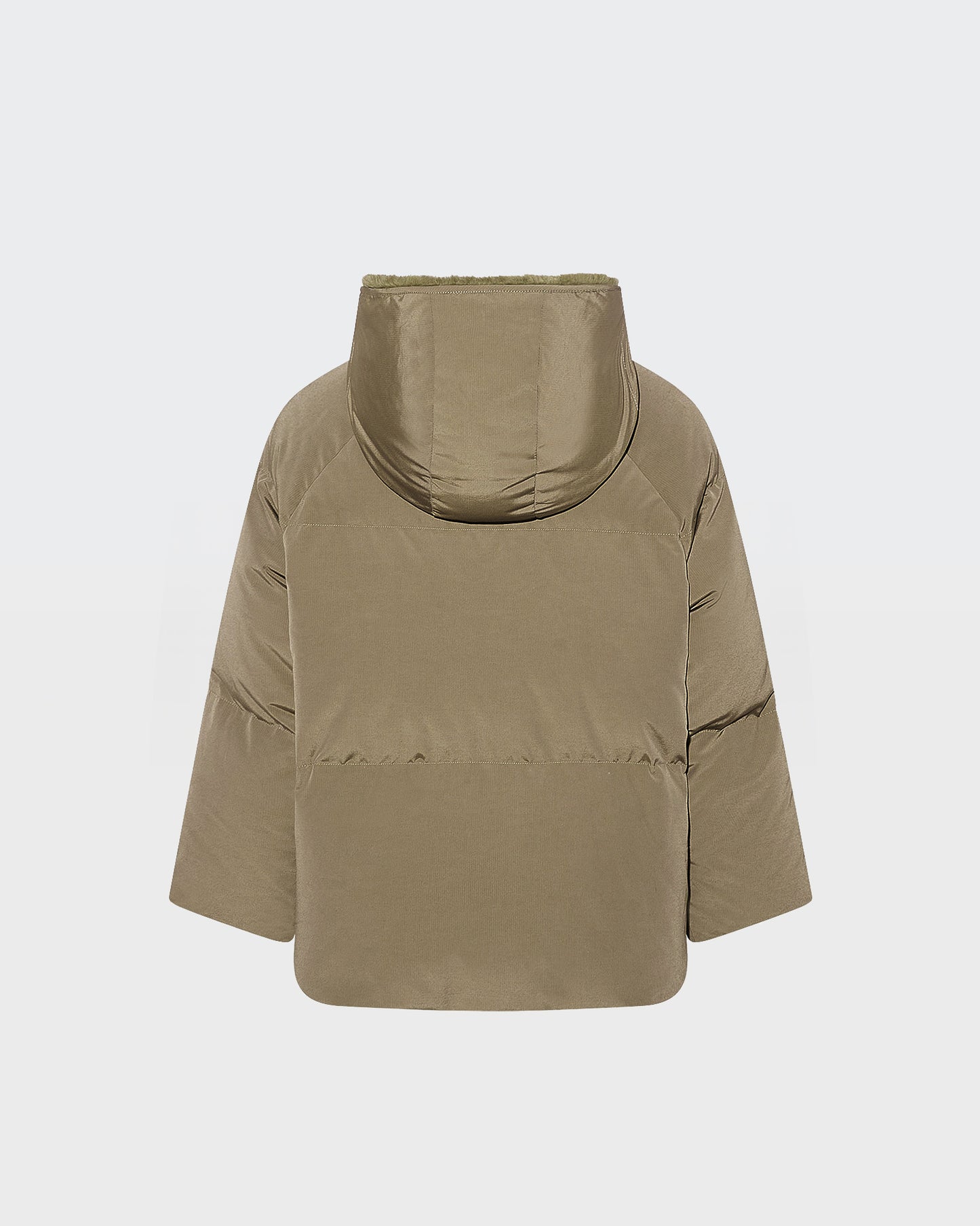 Short down jacket with rex rabbit fur trim