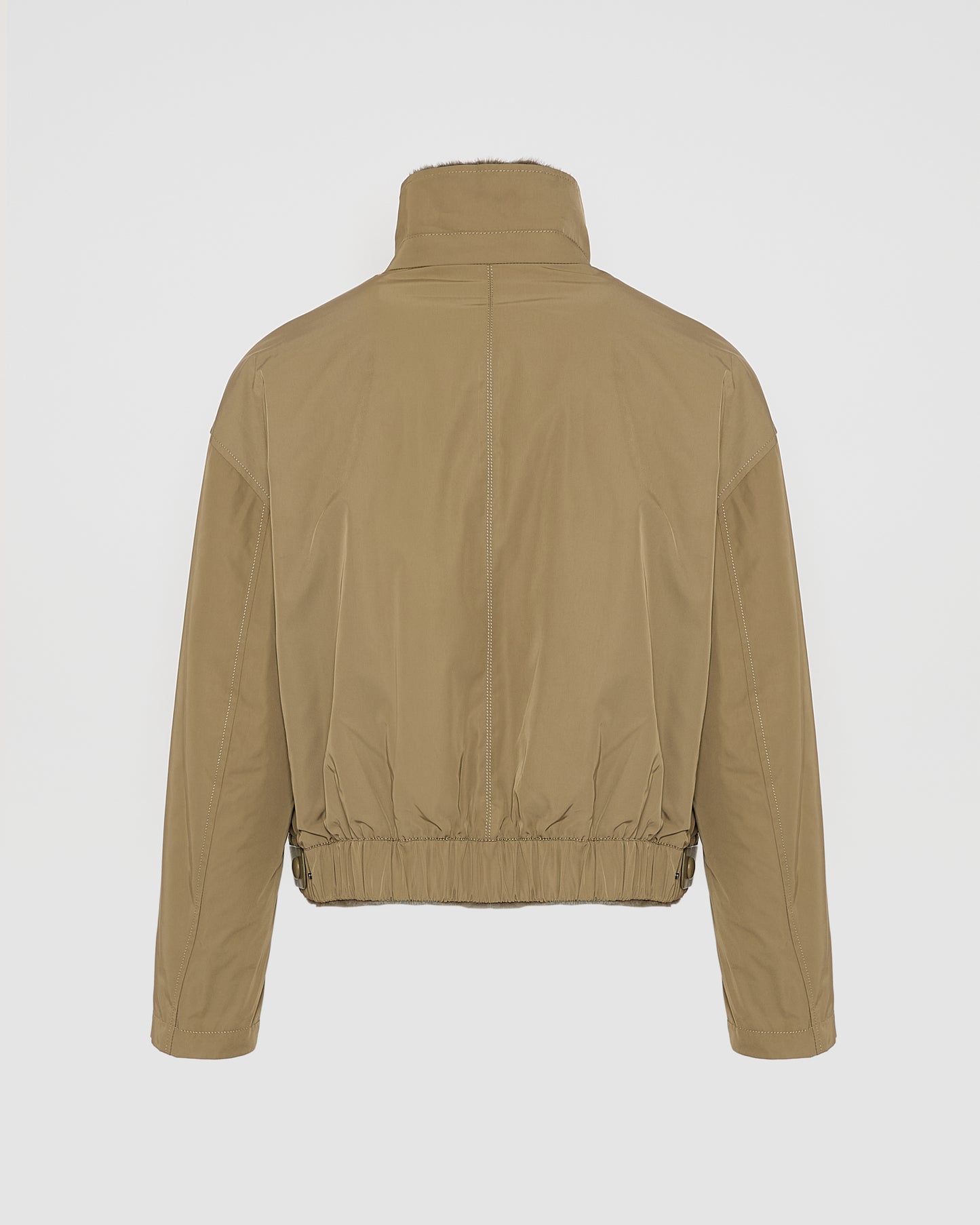 Jacket in mink reversible technical fabric with stand collar