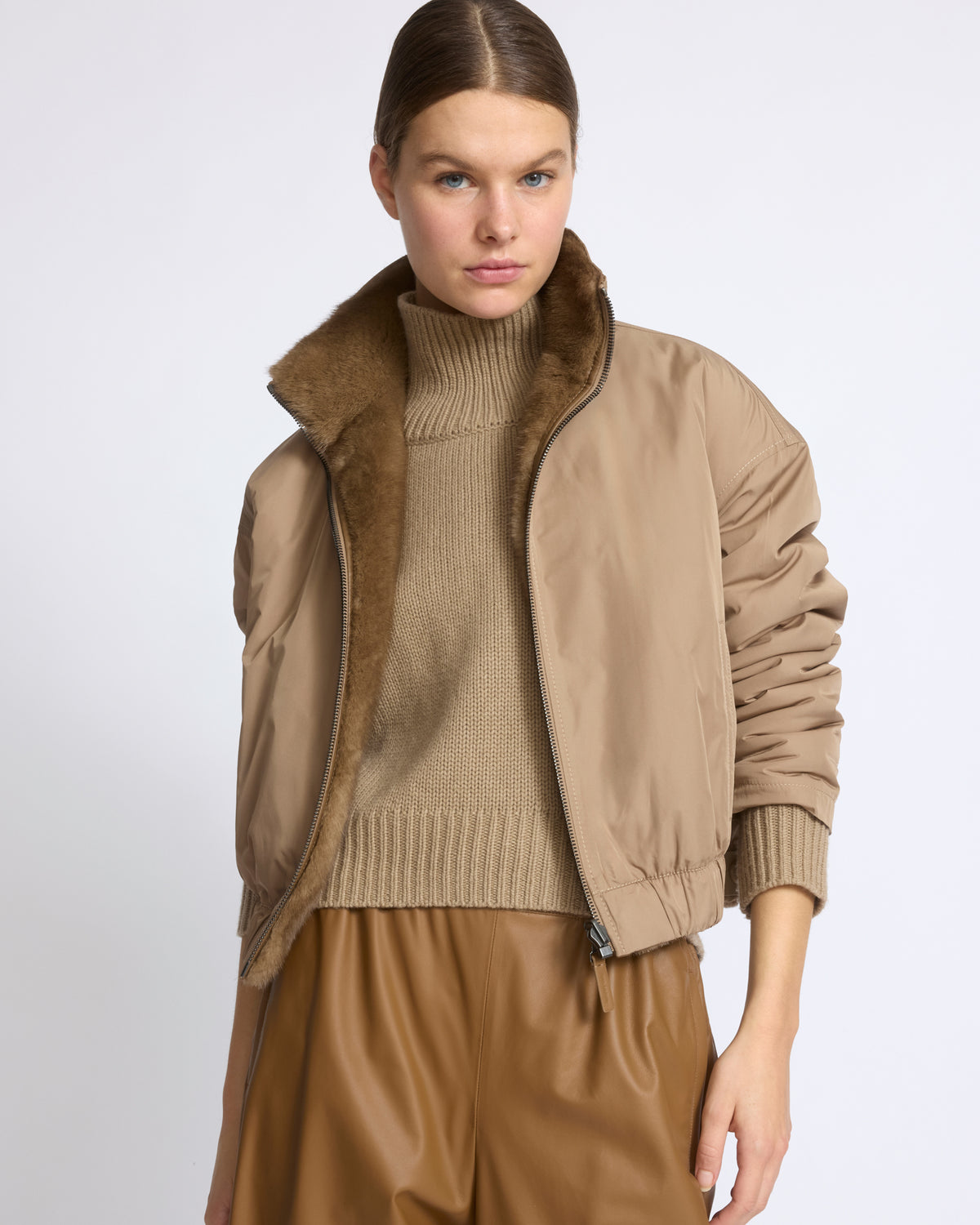 Reversible water-repellent technical fabric jacket with mink fur - Yves Salomon - New Fall/Winter Collection
