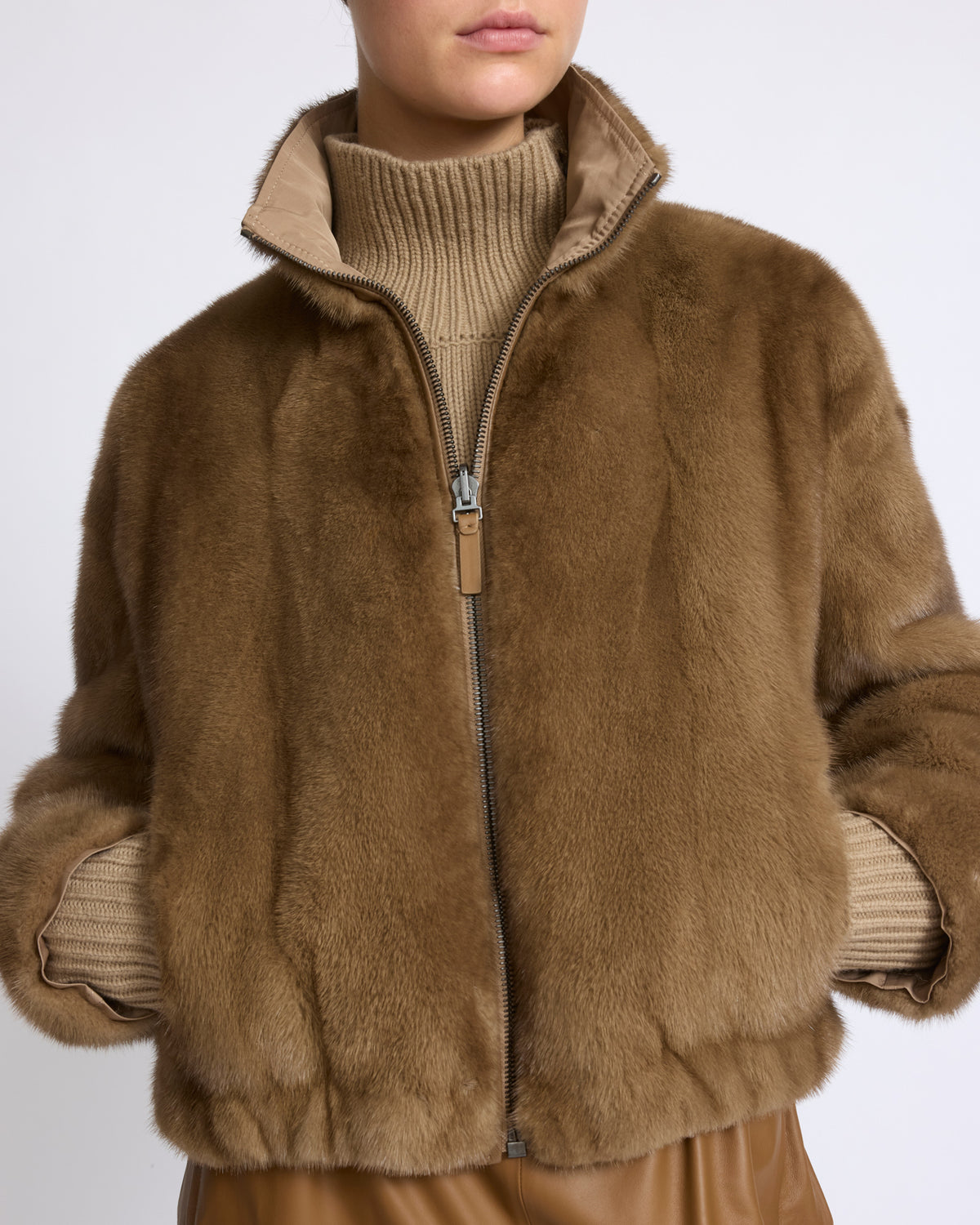 Reversible water-repellent technical fabric jacket with mink fur - Yves Salomon - New Fall/Winter Collection