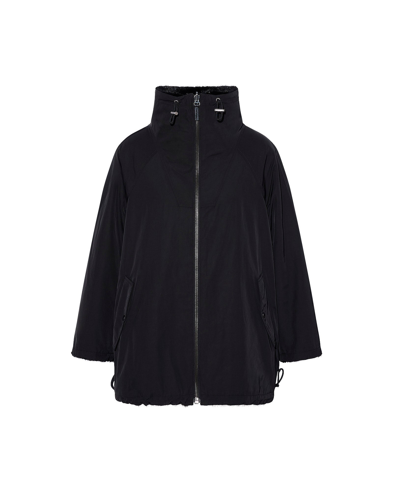 Jacket in mink reversible technical fabric with stand collar -Yves Salomon