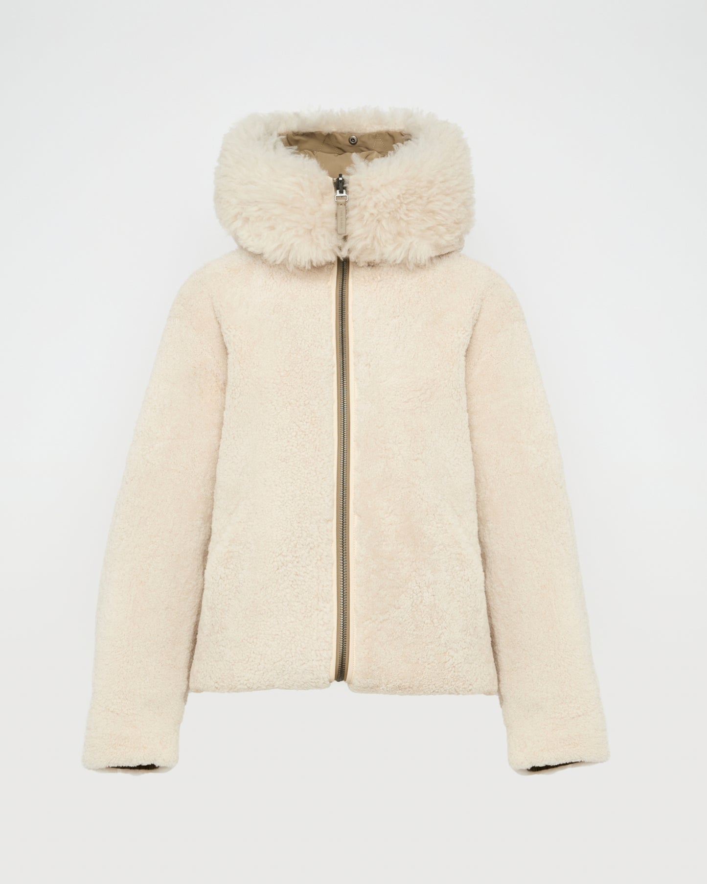 Reversible hooded jacket in lambskin shearling and technical fabric -Yves Salomon