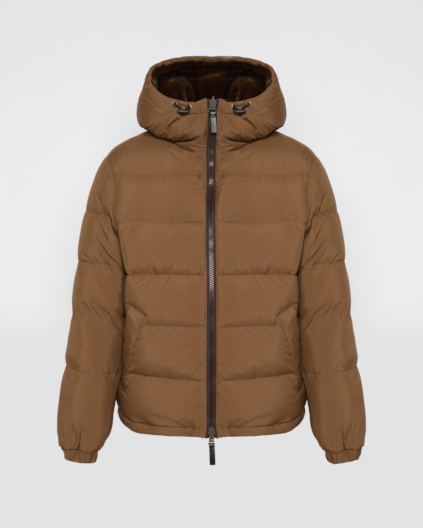 Reversible down jacket in mink fur/fabric