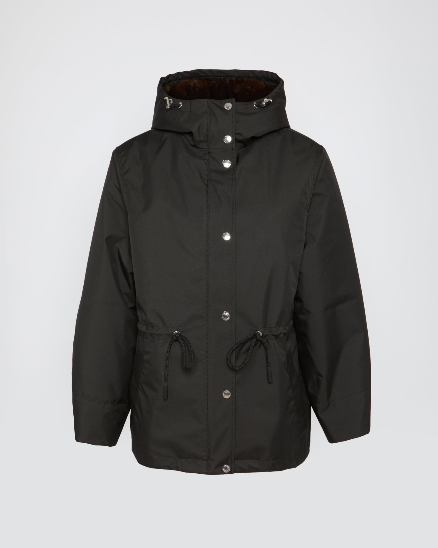 Technical fabric and mink parka