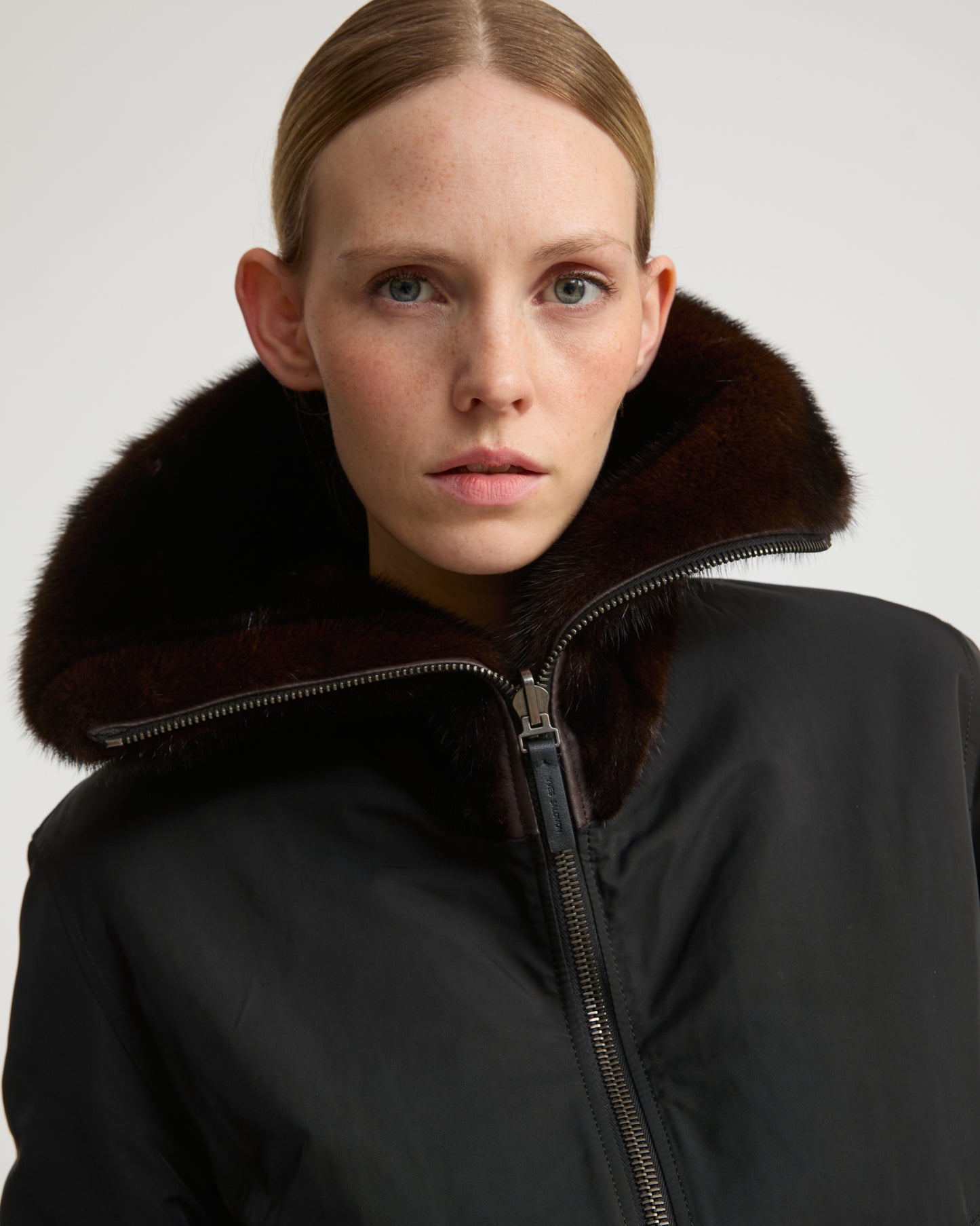 Reversible jacket in technical fabric and mink fur -Yves Salomon