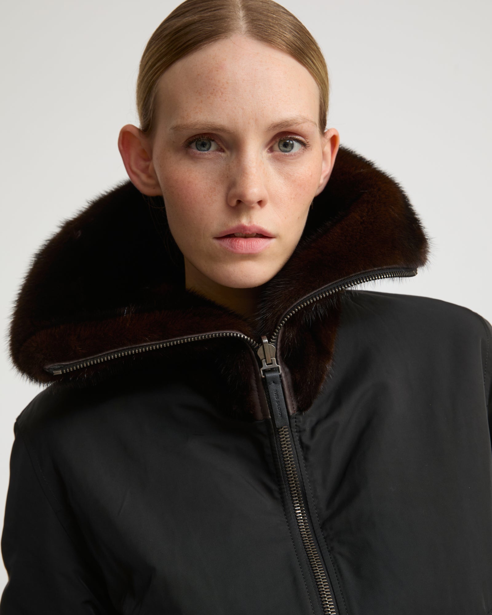 Reversible jacket in technical fabric and mink fur -Yves Salomon