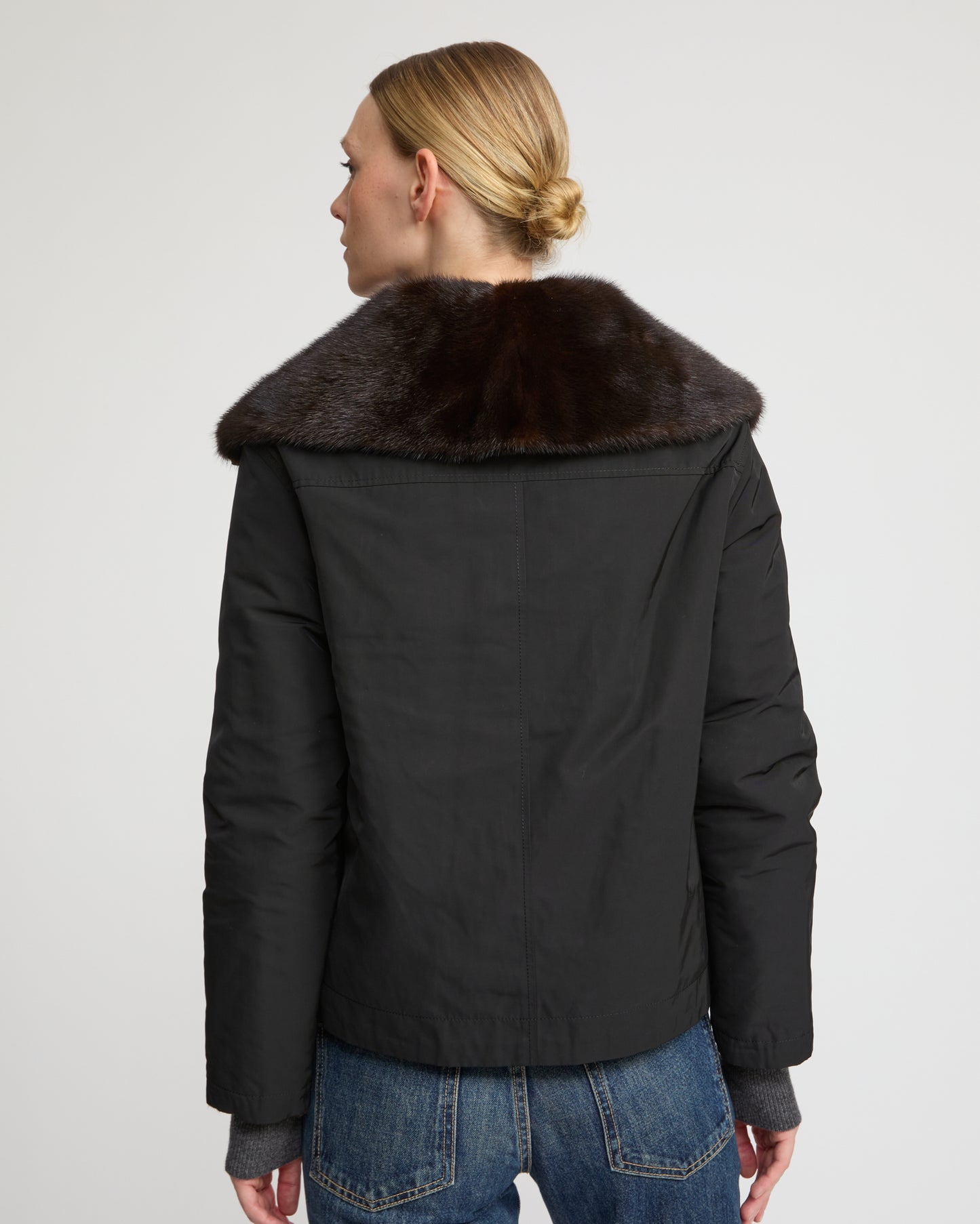 Reversible jacket in technical fabric and mink fur -Yves Salomon