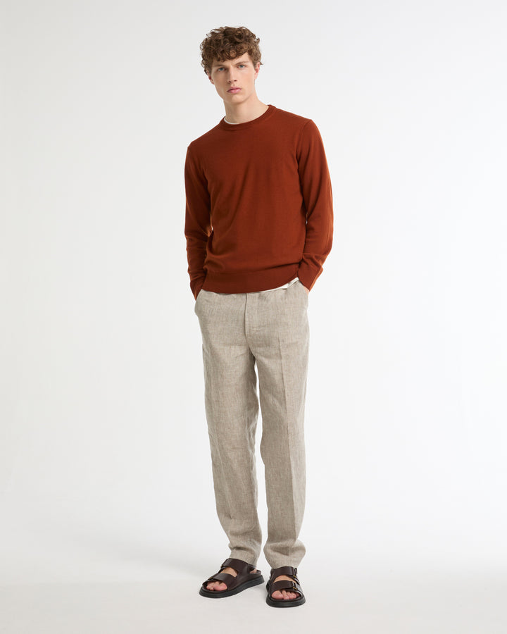 Crew neck jumper in 100% merino wool knit -Yves Salomon - New spring summer collection