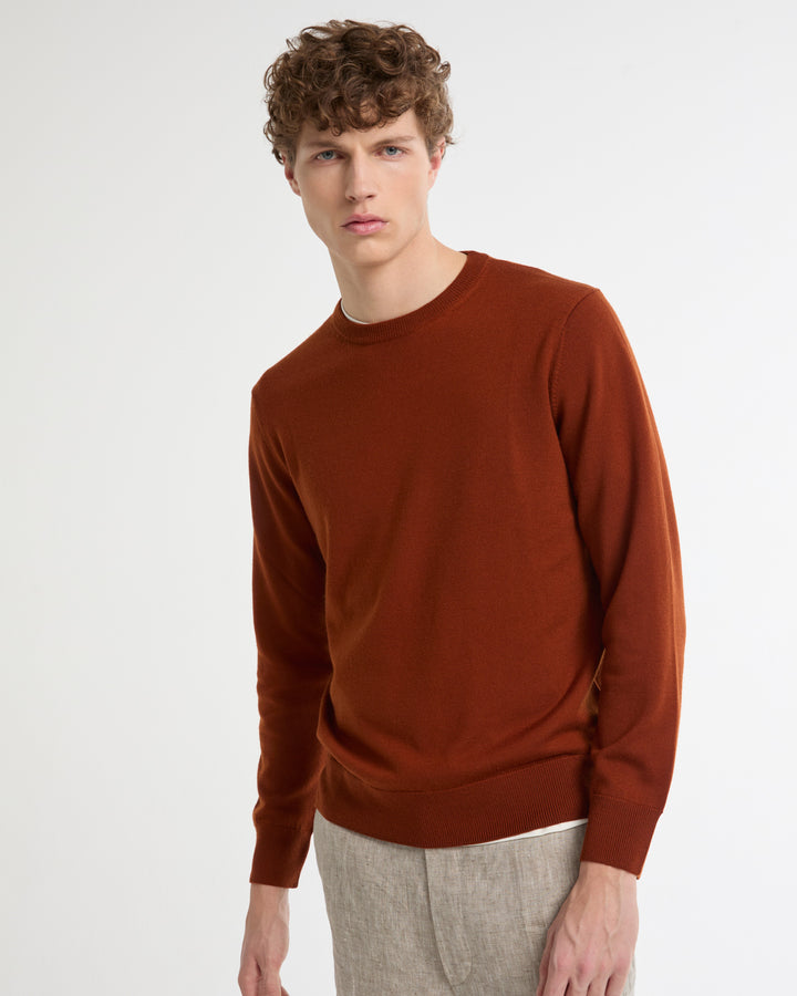 Crew neck jumper in 100% merino wool knit -Yves Salomon - New spring summer collection