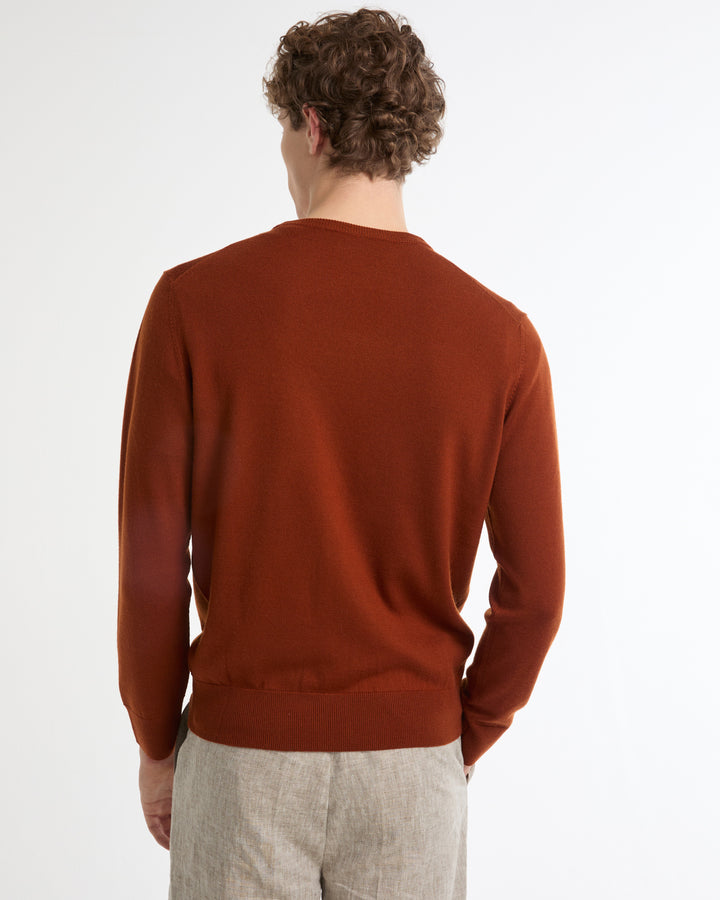 Crew neck jumper in 100% merino wool knit -Yves Salomon - New spring summer collection