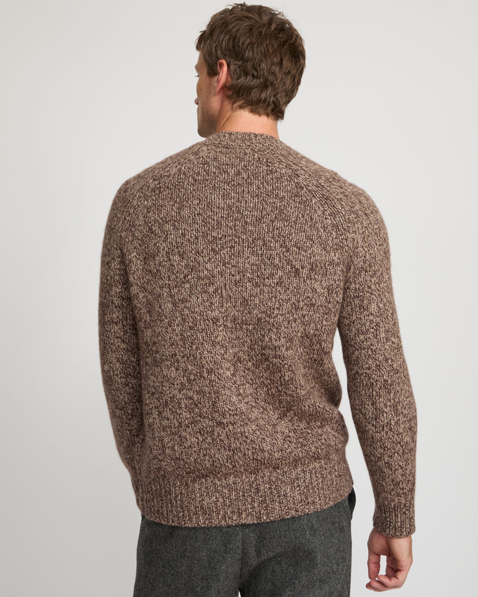 Crew neck jumper in 100% cashmere thick knit -Yves Salomon
