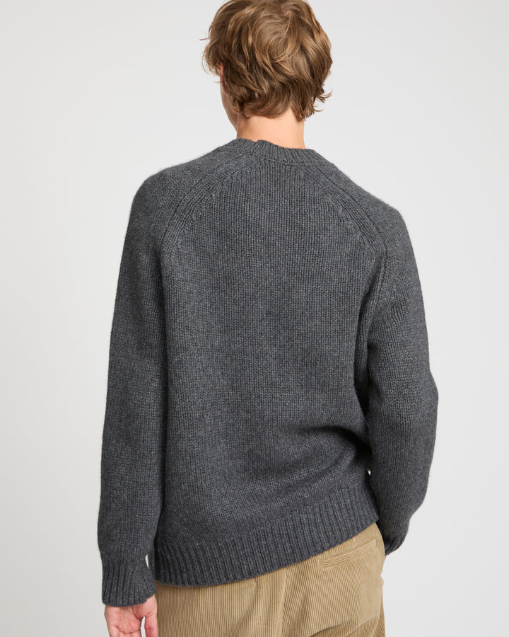 Crew neck jumper in 100% cashmere thick knit -Yves Salomon
