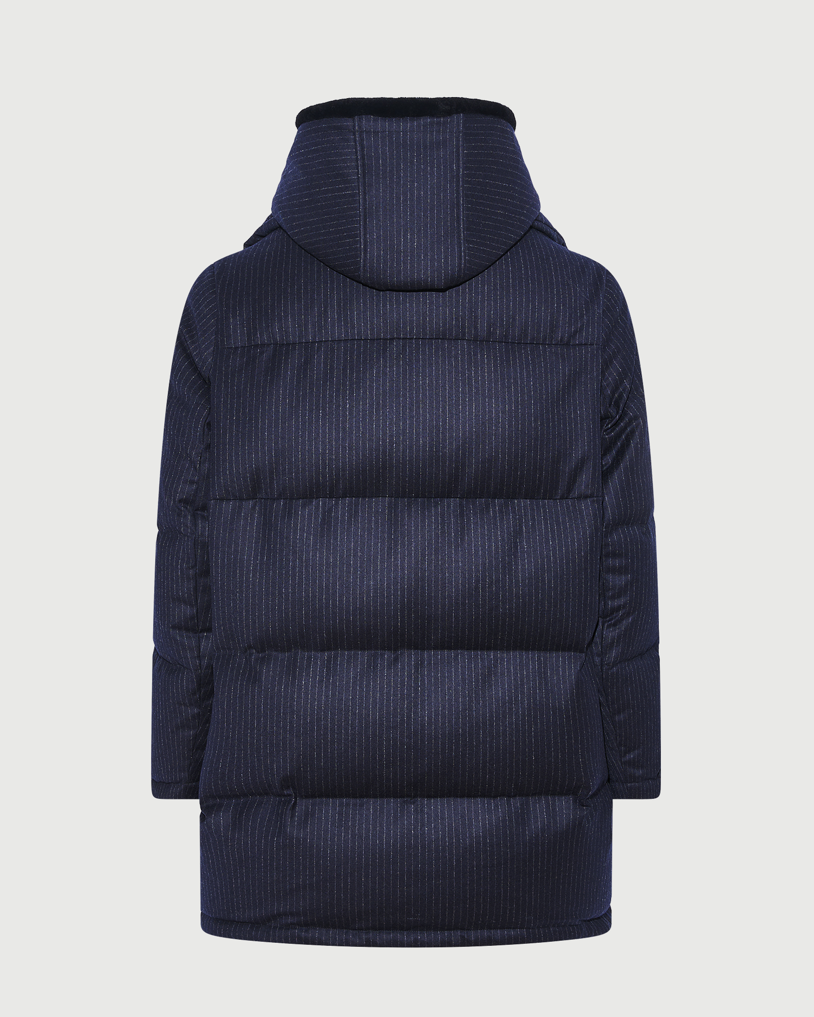 Long down jacket in Loro Piana waterproof jacquard fabric with mink fur bib panel - Yves Salomon - New Fall Winter Collection