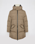 Down jacket with lambskin shearling bib