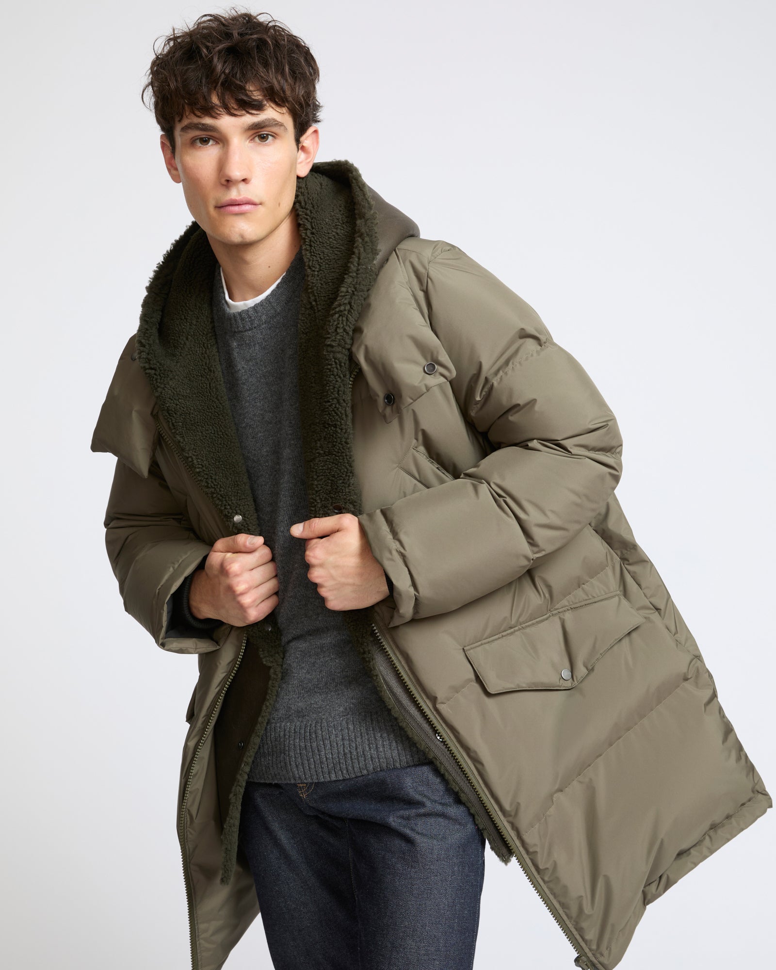 Down jacket with lambskin shearling bib - Yves Salomon - New Fall Winter Collection