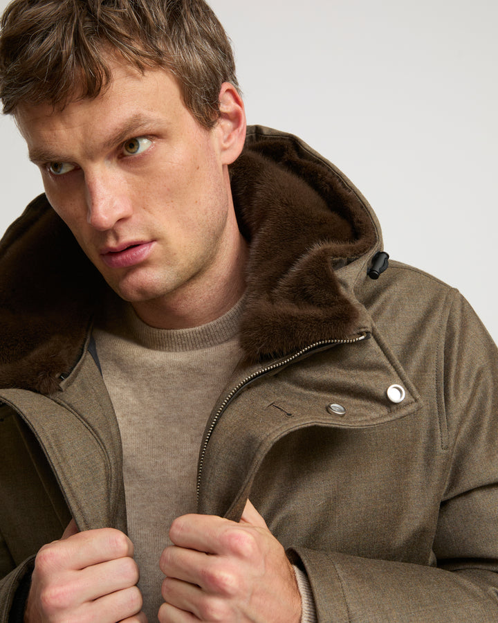 Iconic parka in Loro Piana fabric and mink fur -Yves Salomon