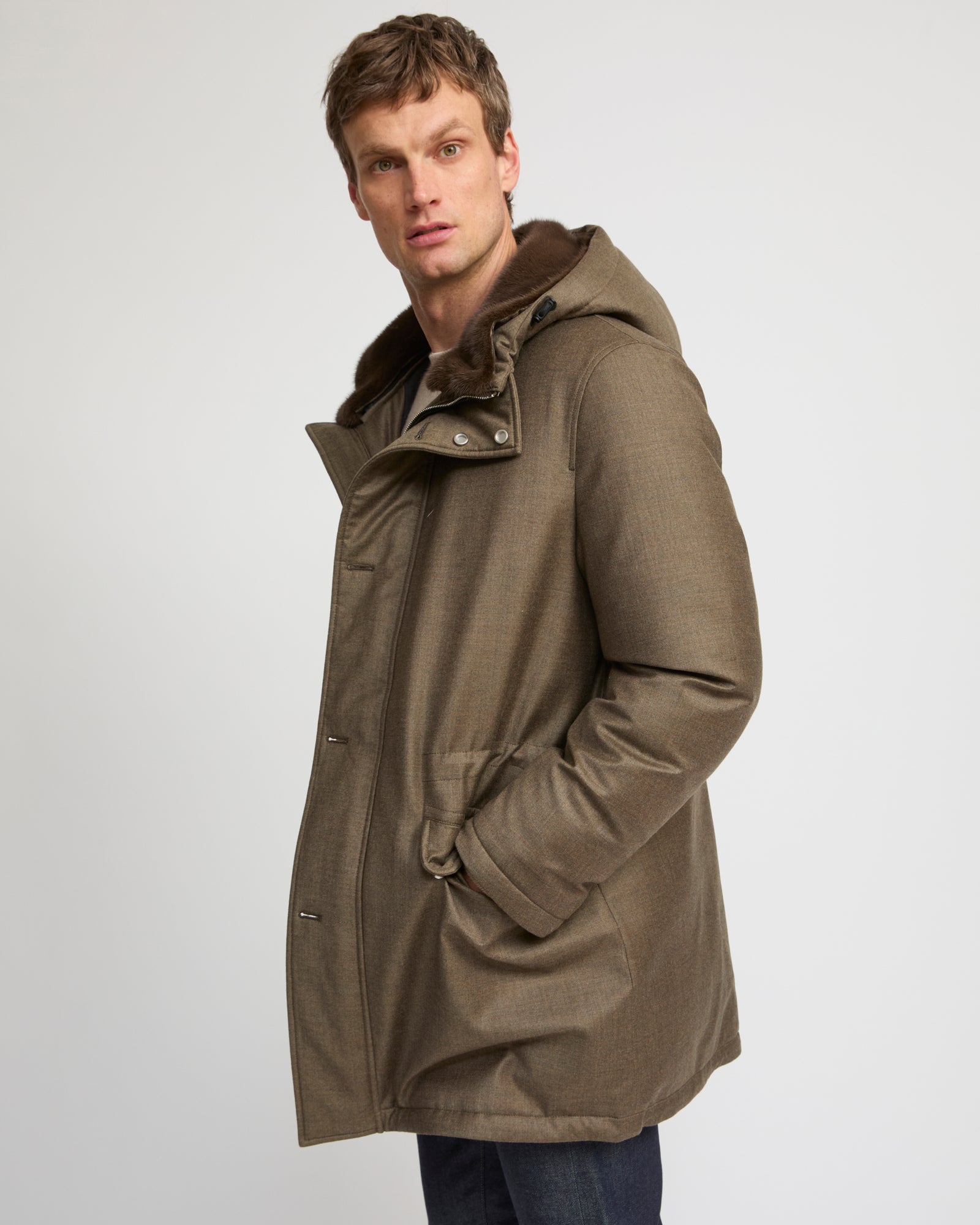 Iconic parka in Loro Piana fabric and mink fur -Yves Salomon