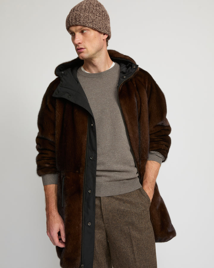 Reversible mink fur parka