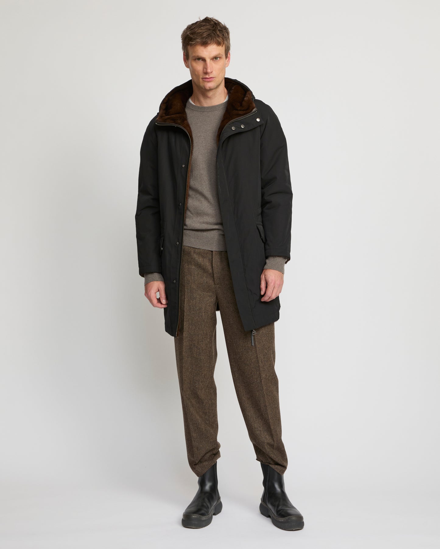 Reversible mink fur parka