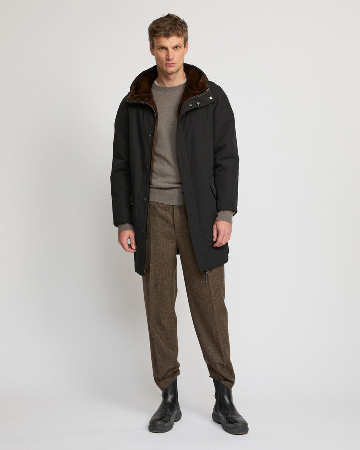 Reversible mink fur parka