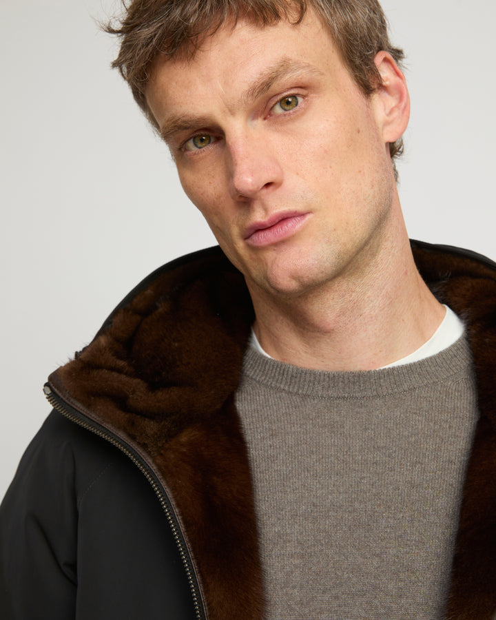 Reversible mink fur parka