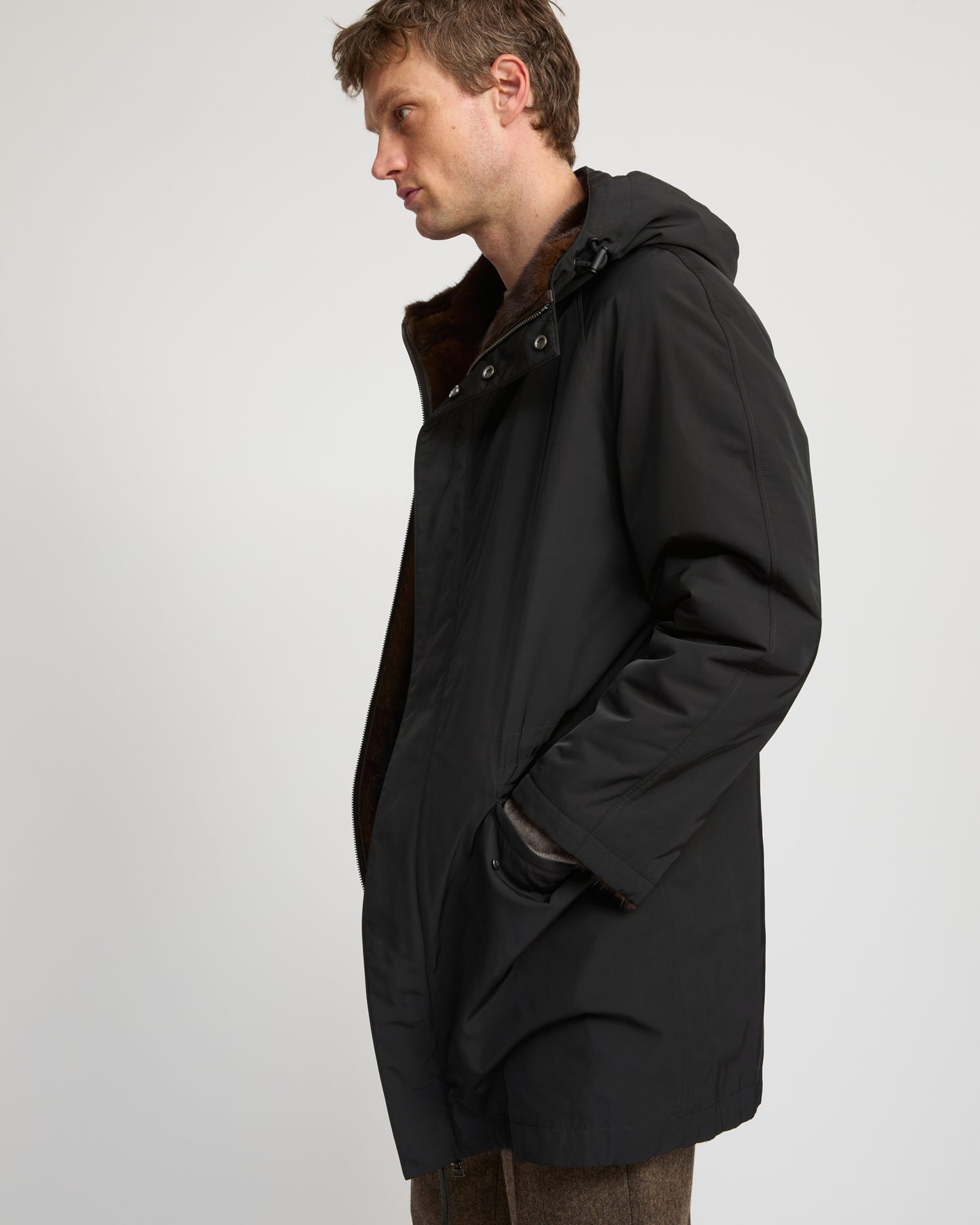 Reversible mink fur parka