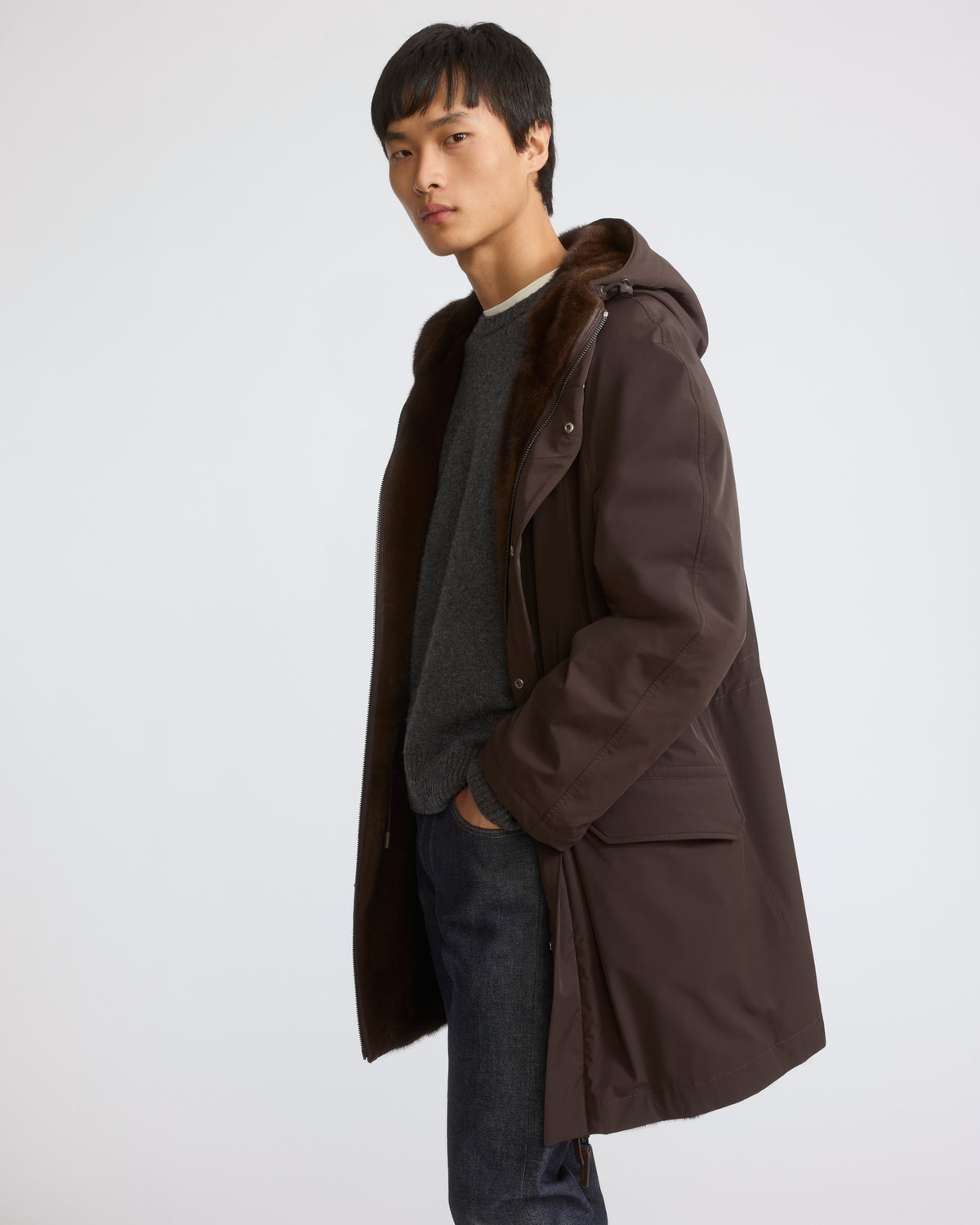 Reversible long-haired mink fur and technical fabric parka - Yves Salomon - New Fall/Winter Collection
