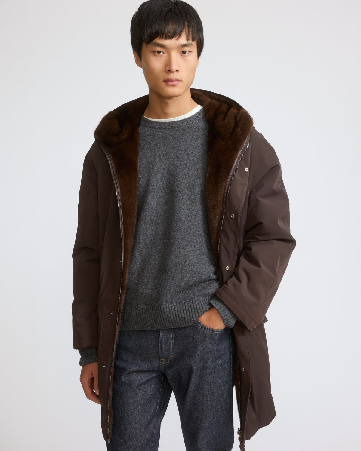 Reversible long-haired mink fur and technical fabric parka - Yves Salomon - New Fall/Winter Collection