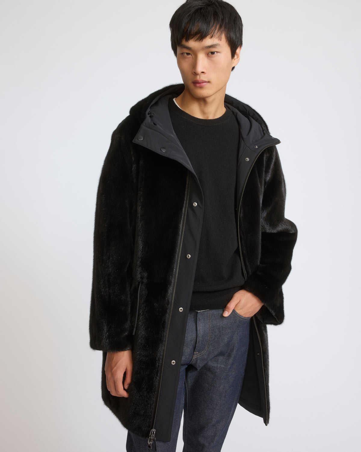Reversible long-haired mink fur and technical fabric parka - Yves Salomon - New Fall/Winter Collection