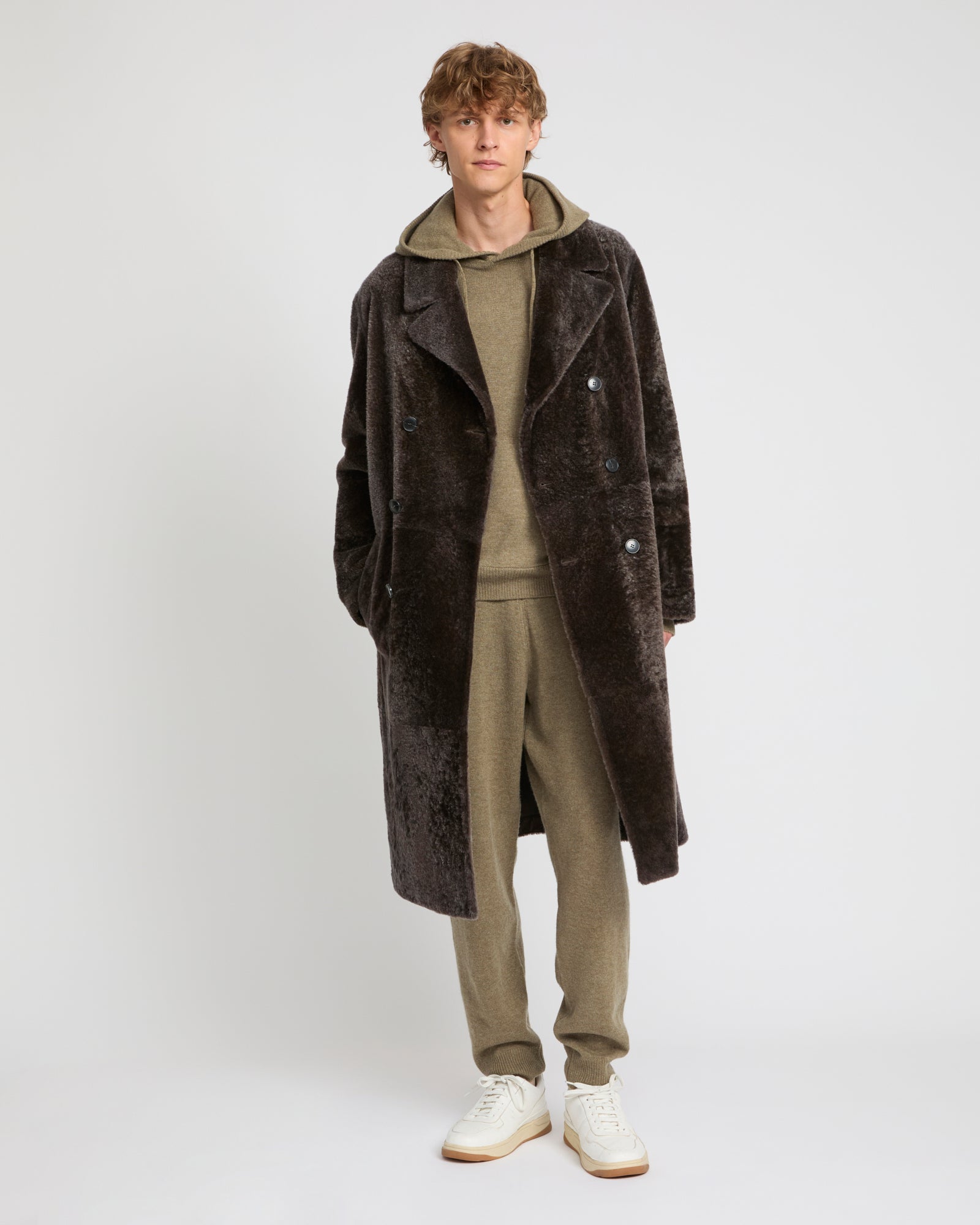 7/8 coat in Lacon shearling lambskin -Yves Salomon