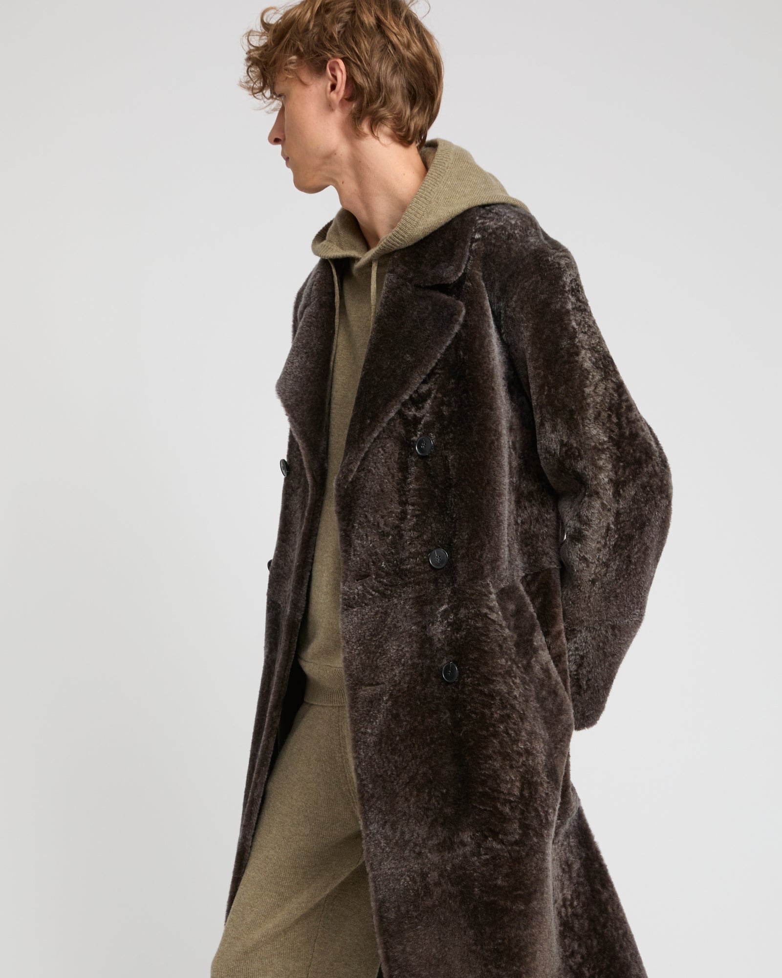 7/8 coat in Lacon shearling lambskin -Yves Salomon