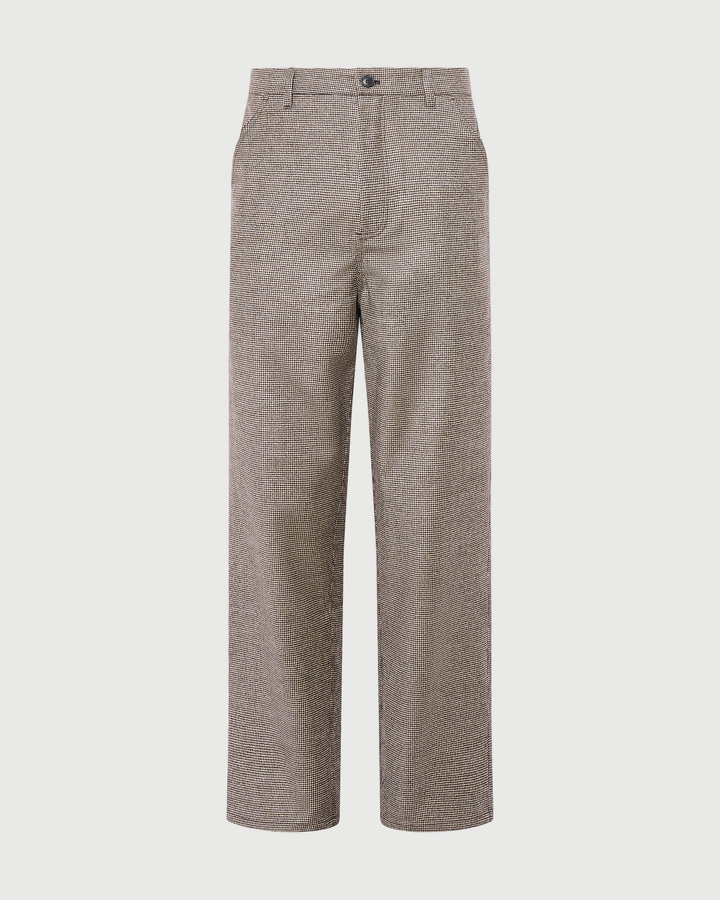 Print wool cashmere flannel pants