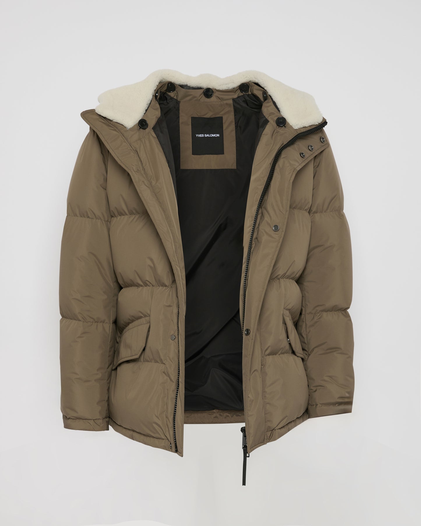 Down jacket in technical fabric and lambskin shearling -Yves Salomon