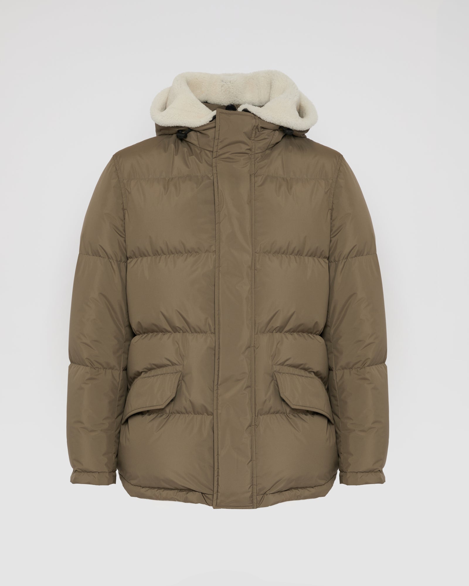 Down jacket in technical fabric and lambskin shearling -Yves Salomon