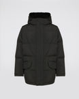 Down jacket in technical fabric and lambskin shearling