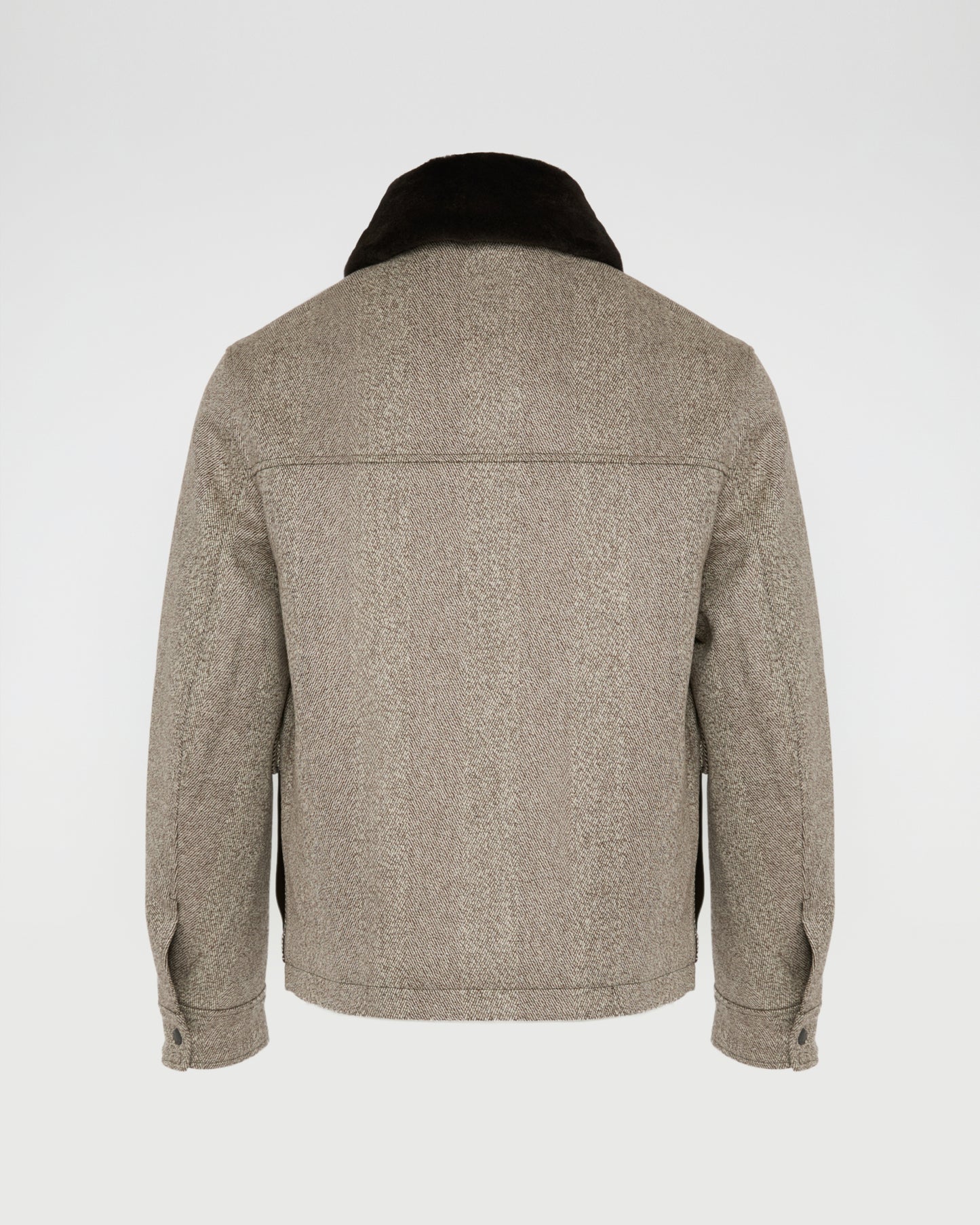 Chevron woollen fabric jacket with mink collar -Yves Salomon