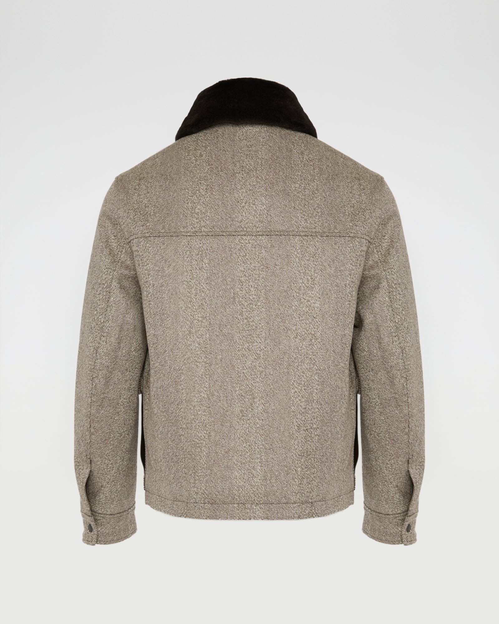 Chevron woollen fabric jacket with mink collar -Yves Salomon