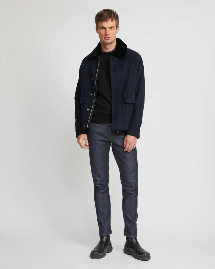 Jacket in double-sided wool-cashmere fabric with mink collar -Yves Salomon