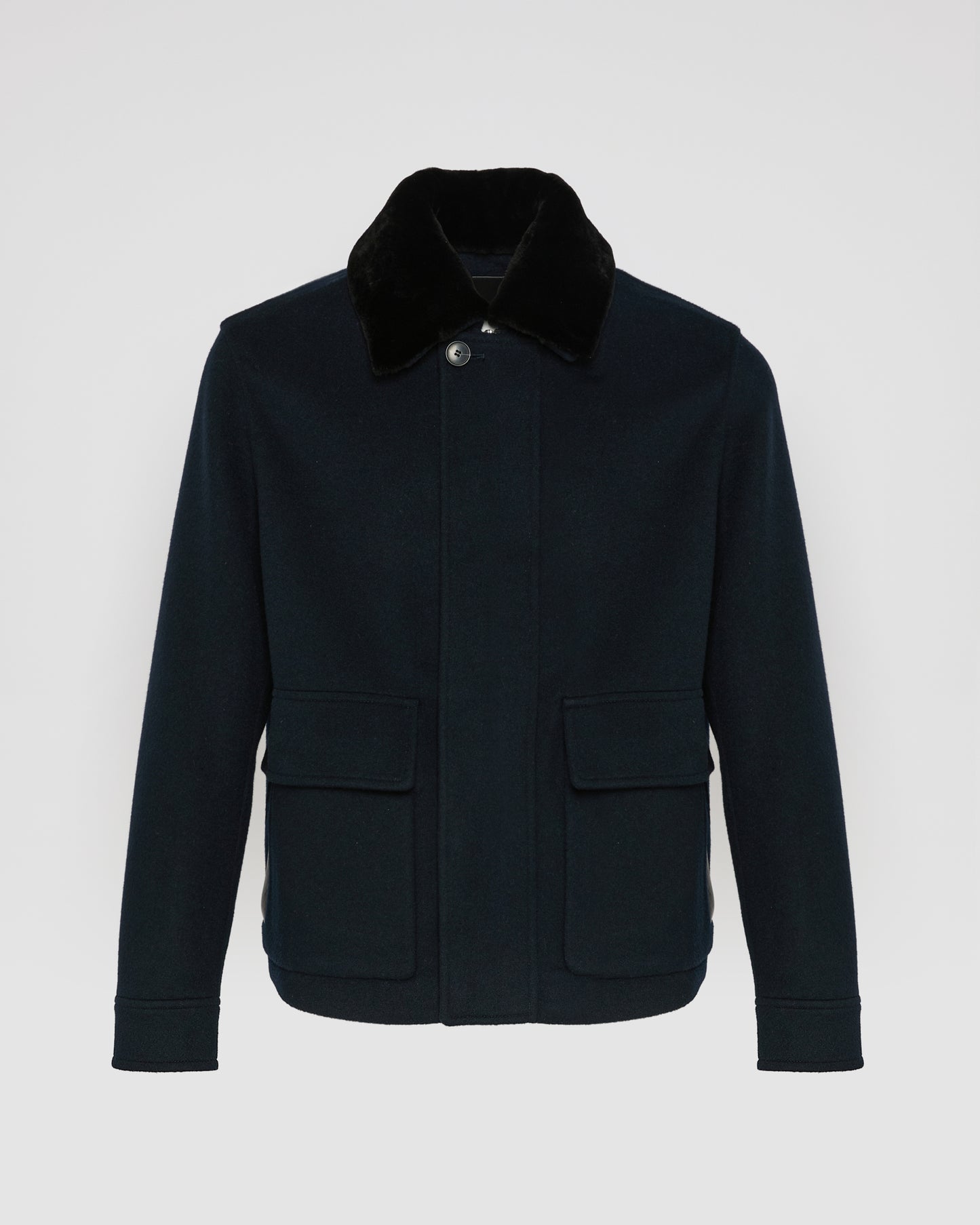 Jacket in double-sided wool-cashmere fabric with mink collar -Yves Salomon
