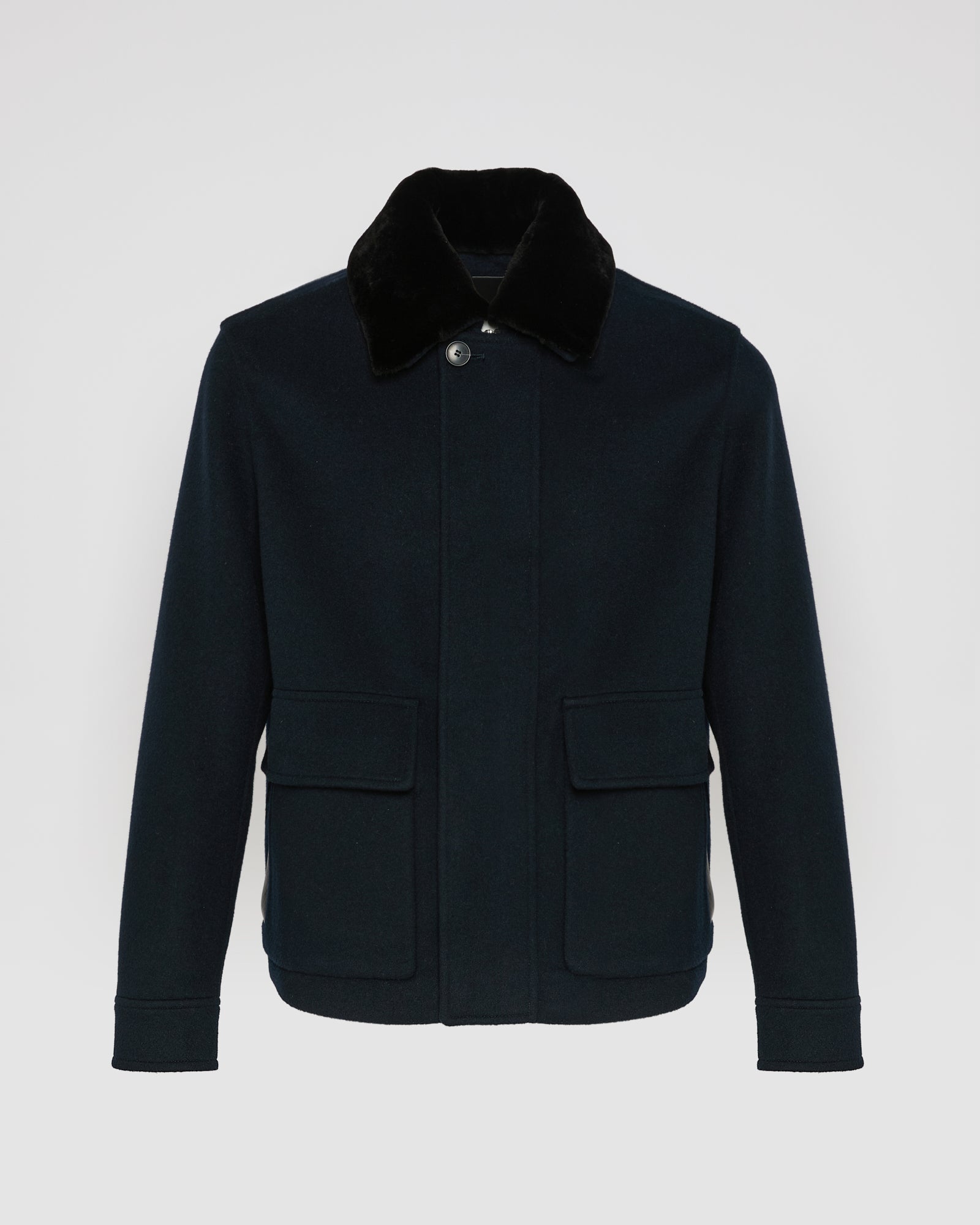 Jacket in double-sided wool-cashmere fabric with mink collar -Yves Salomon