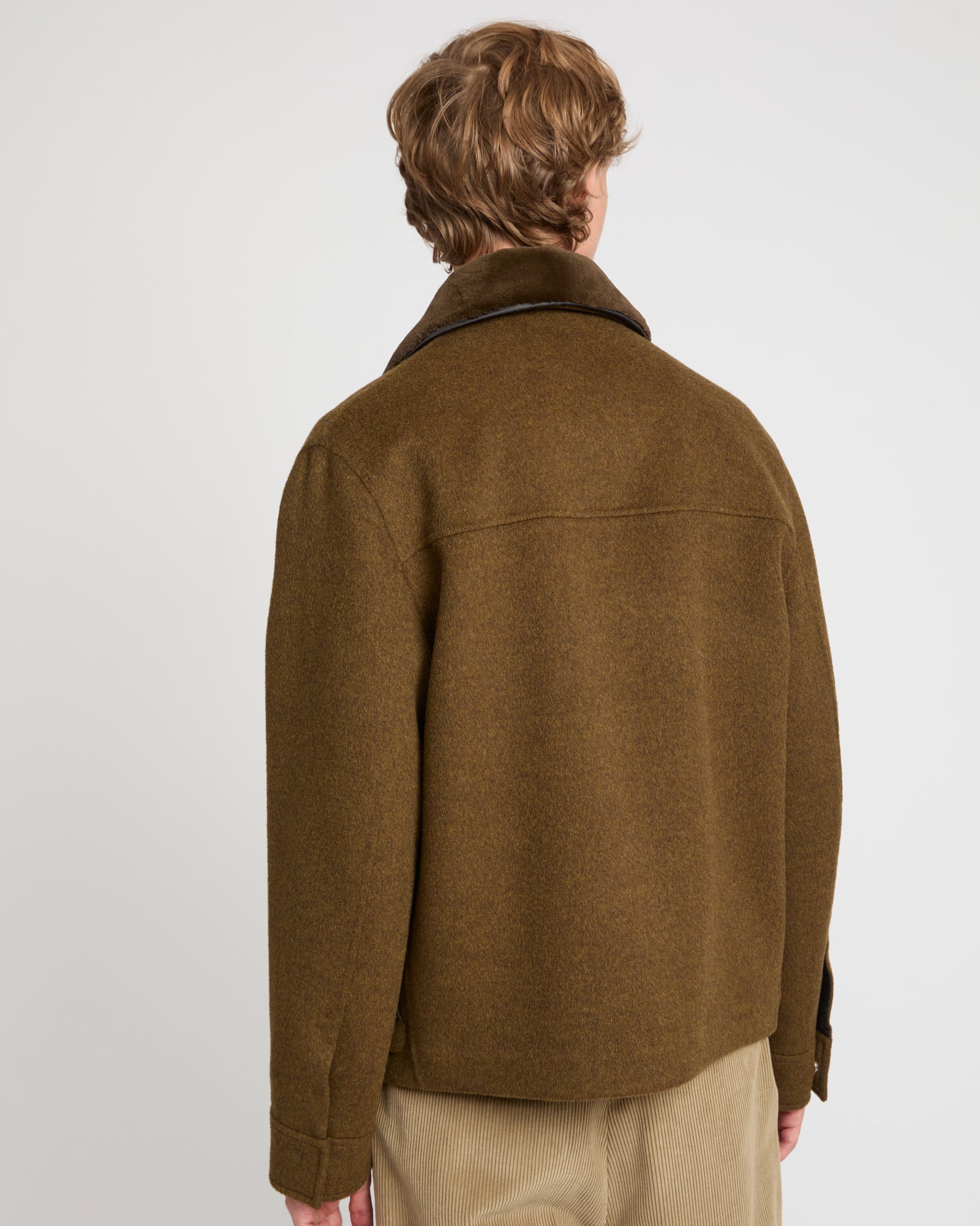 Jacket in double-sided wool-cashmere fabric with mink collar -Yves Salomon