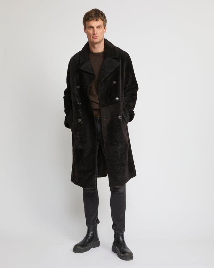 7/8 coat in Lacon shearling lambskin -Yves Salomon