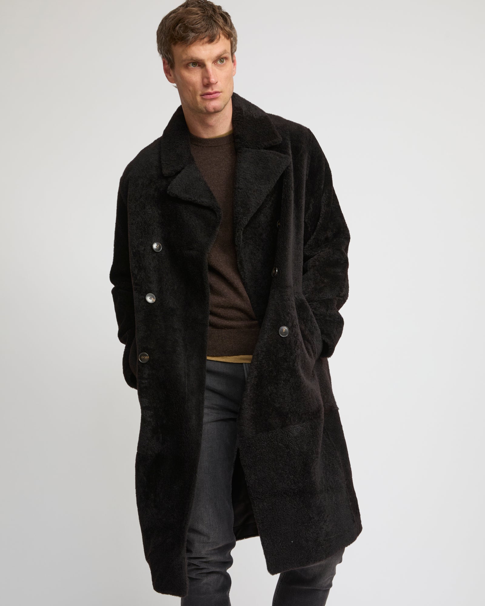7/8 coat in Lacon shearling lambskin -Yves Salomon