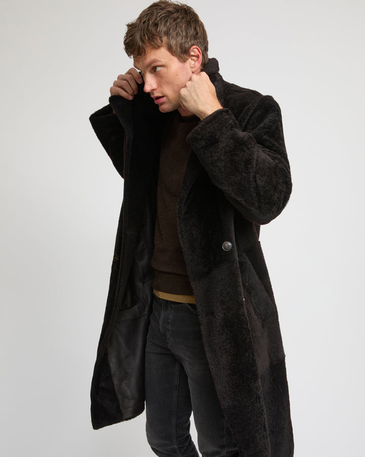 7/8 coat in Lacon shearling lambskin -Yves Salomon