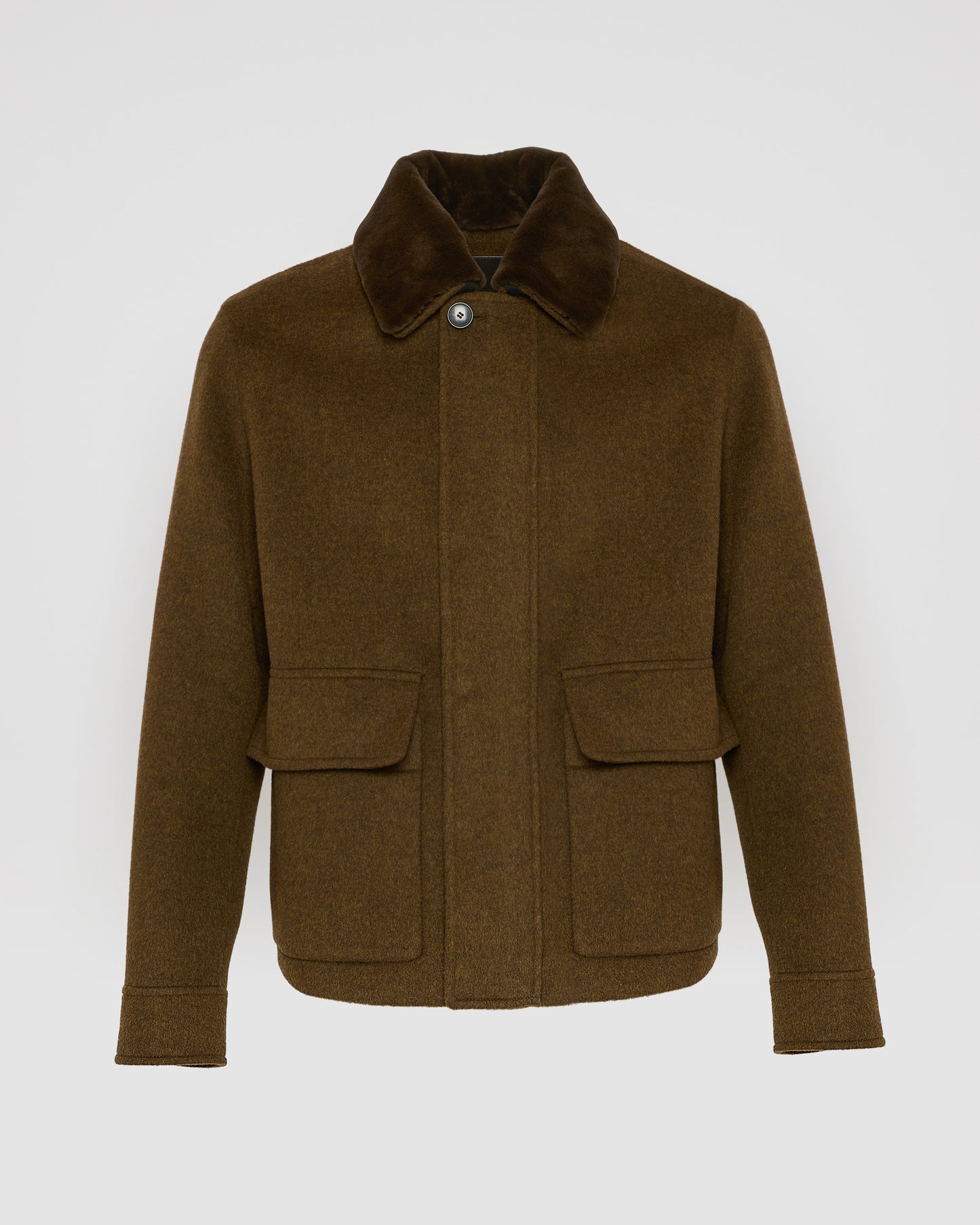 Jacket in double-sided wool-cashmere fabric with mink collar -Yves Salomon