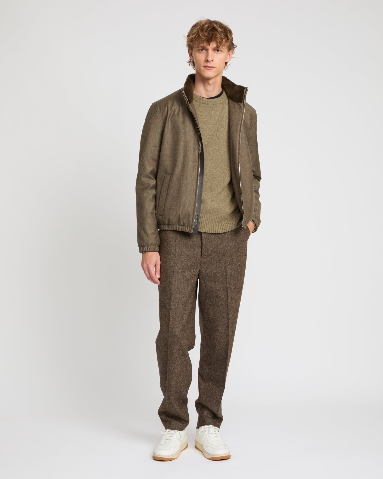 Loro Piana fabric jacket with mink collar -Yves Salomon