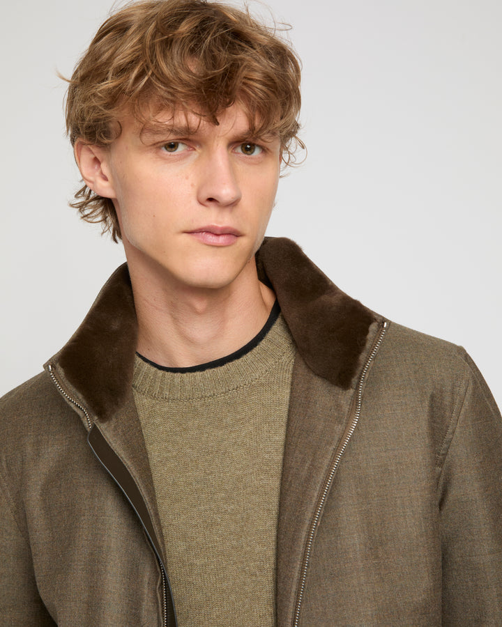 Loro Piana fabric jacket with mink collar -Yves Salomon