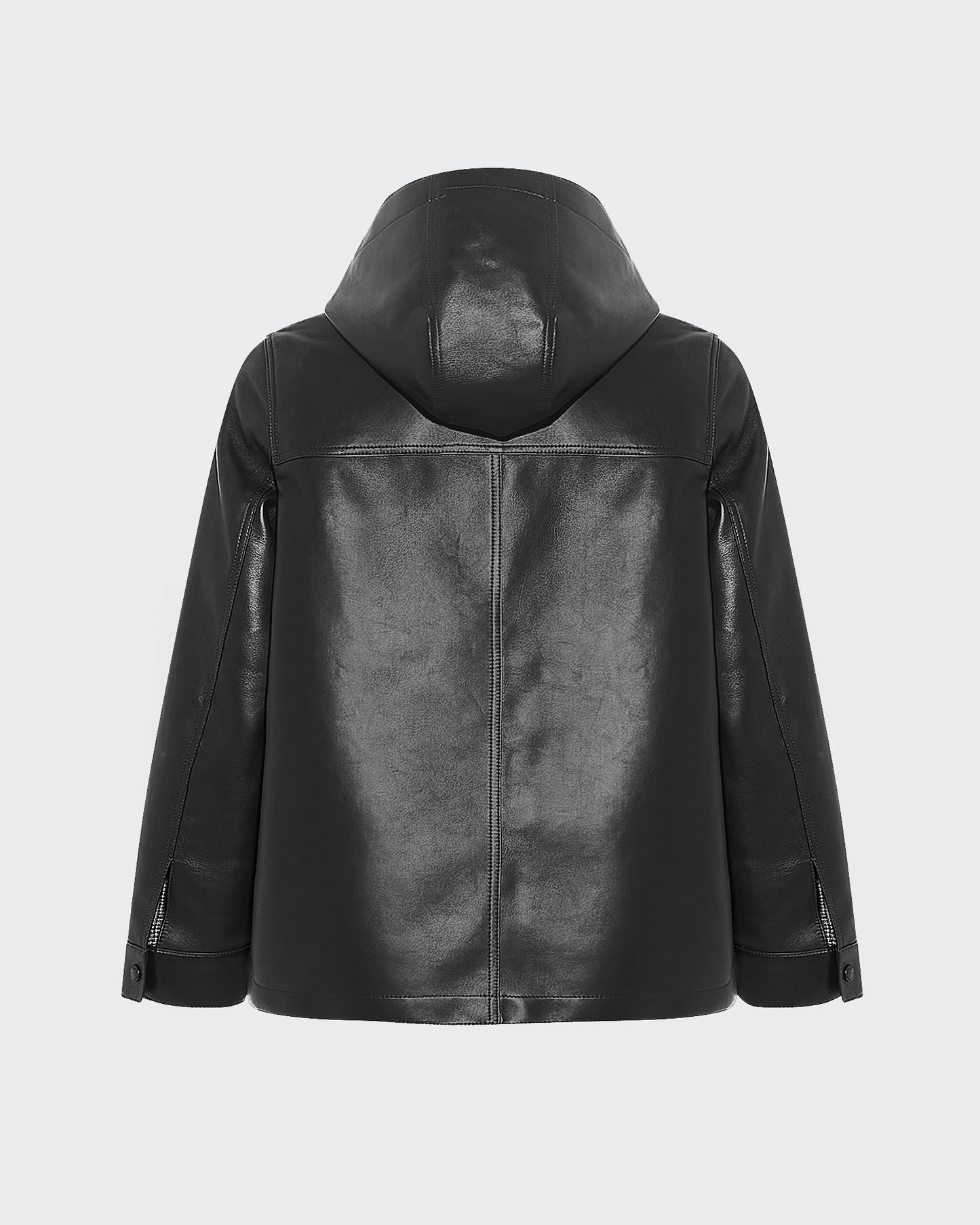 Flannel lined leather hoodie
