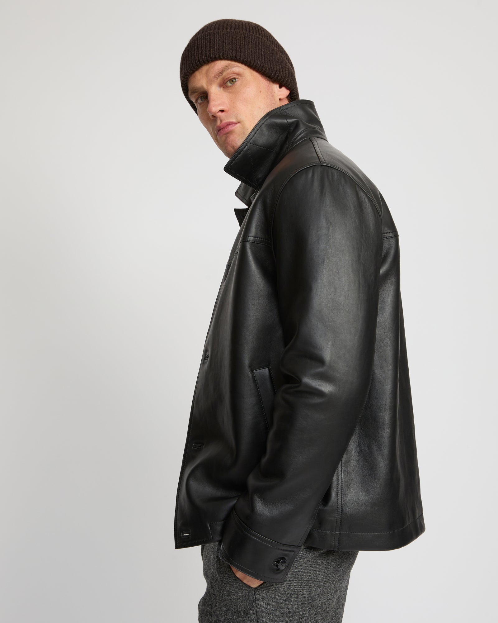 Lamb leather jacket - black - Yves Salomon – Yves Salomon UK